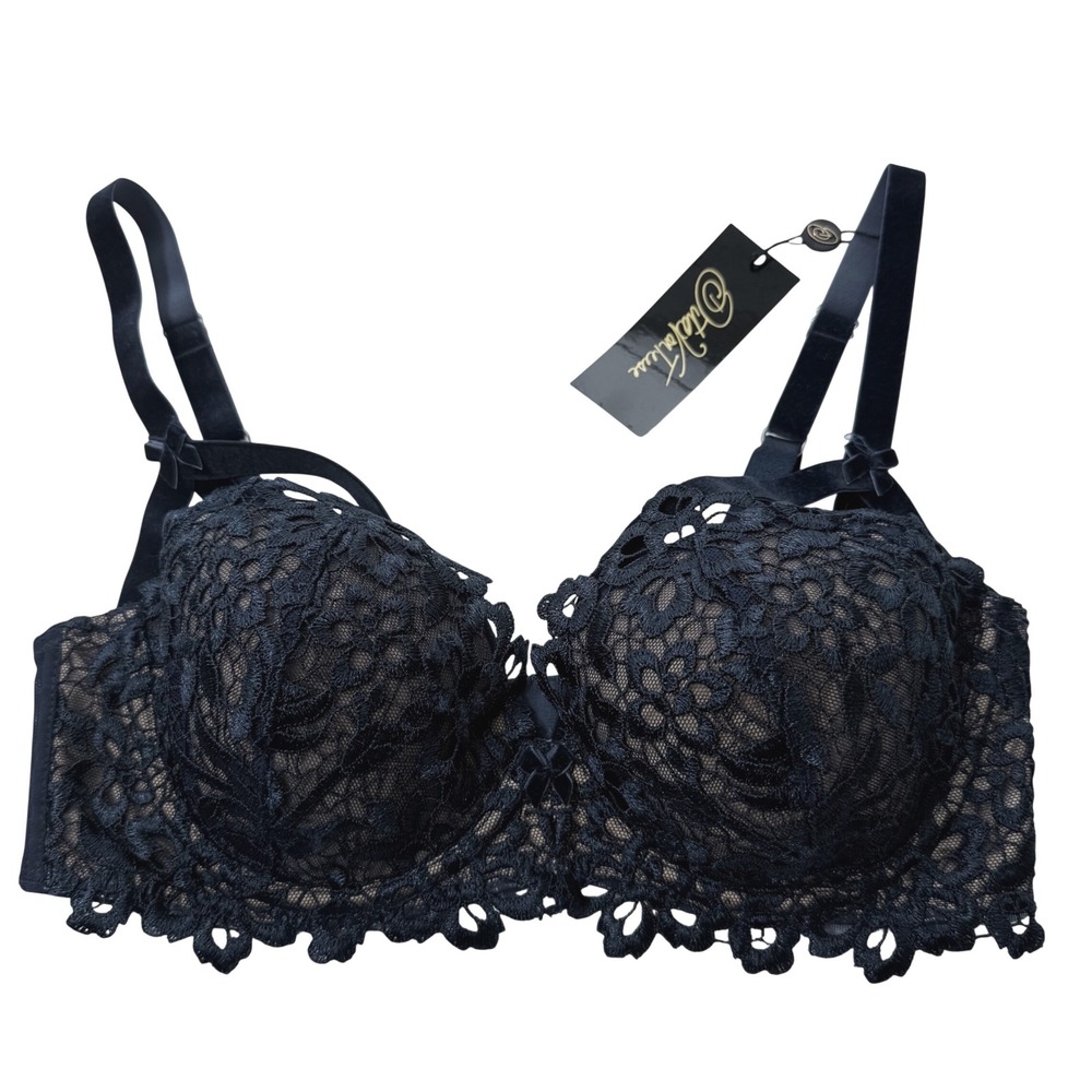 Dita Von Teese Dahlia Balconette Cage‎ Bra Navy Nude 32DD